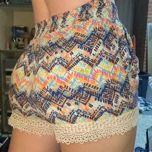 Boho lace and colorful shorts
